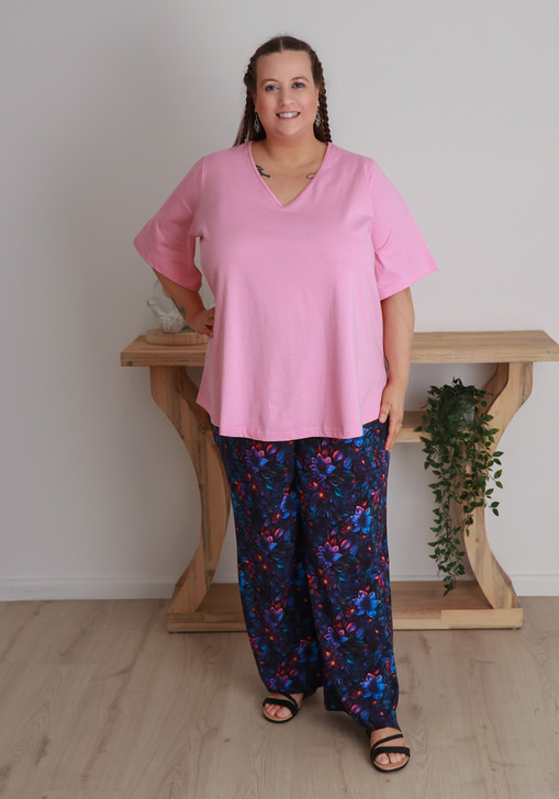 Plus Size Summer Wide Leg Pant In Moonlit Floral