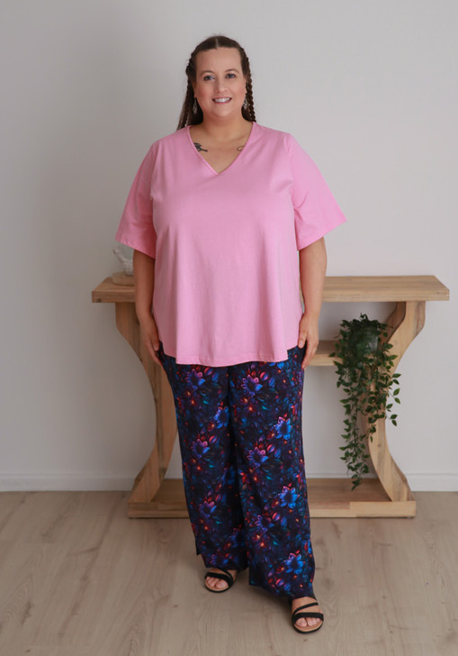 Plus Size Lightweight Wide Leg Pant In Moonlit Floral