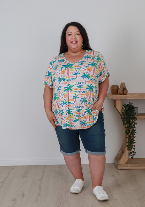 Stretch Top In Palm Paradise