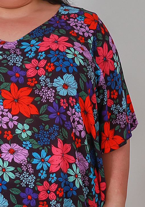 Plus Size Curvaceous Bright Flowers Top