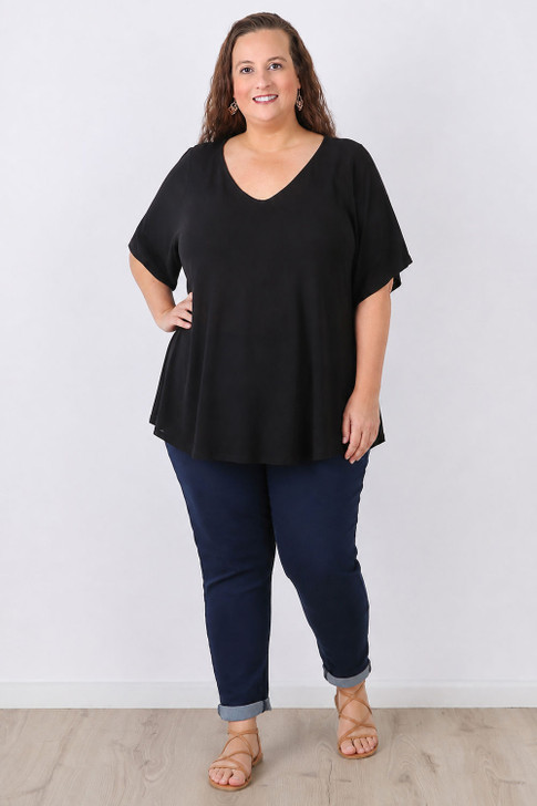 plus size black short sleeve top
