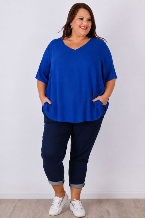 plus size royal blue short sleeve top