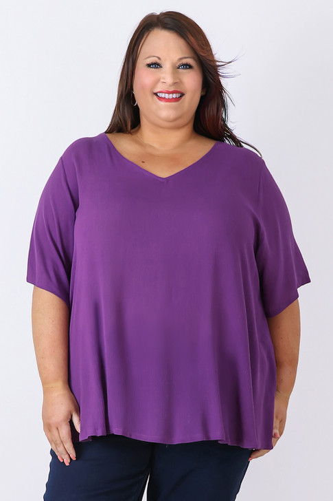Purple Short Sleeve Flowing Top