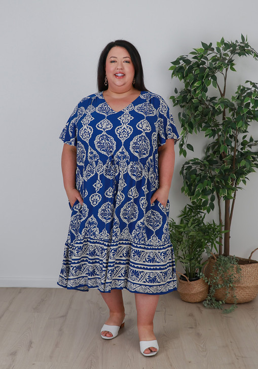 Plus Size Curvaceous Blue Short Dress