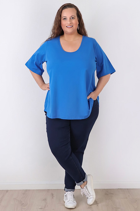 Plus Size Stretch Denim Boyfriend Jeans In Indigo Blue in Sizes 18 to 32