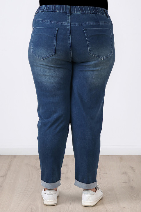 Plus Size Stretch Denim Boyfriend Jeans In Vintage Blue