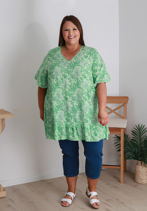 Plus Size Stretch Denim Capri In Mid Blue