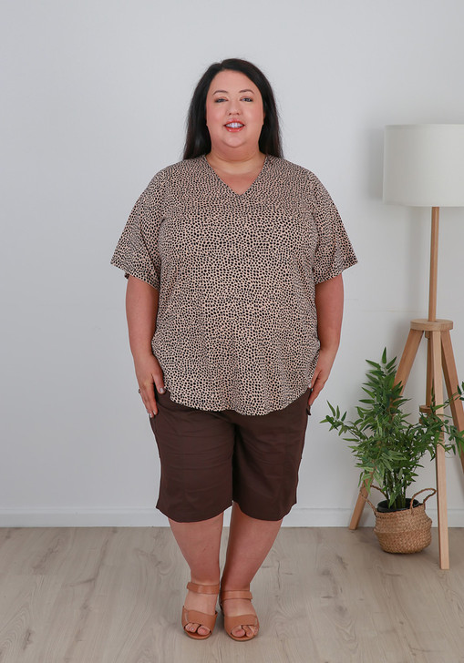 Plus Size Summer Brown Cargo Shorts