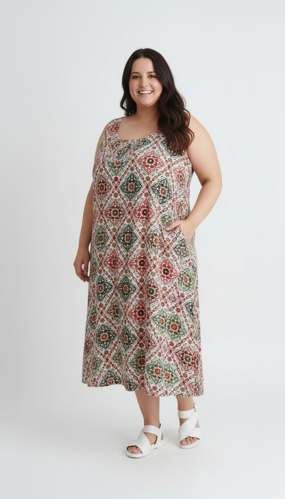 Earthy Boho Vibes Sleeveless Dress