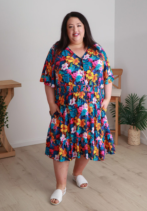Plus Size Waist Dress In Tropical Inspiration