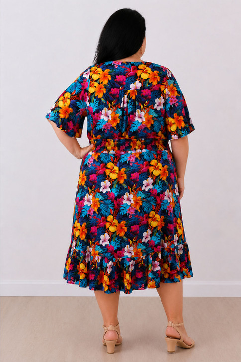 Plus Size Short Sleeve Tropical Escape Summer Dress