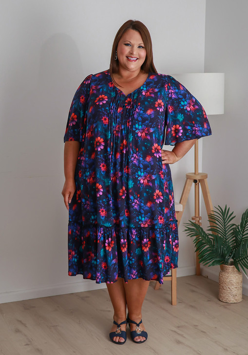 Plus Size Summer Dress In Floral Bursts 