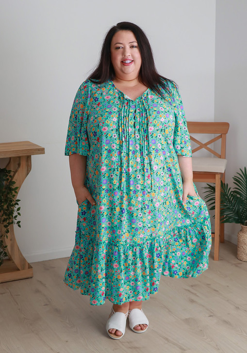 Plus Size Summer Dress In Minty Floral Curvaceous