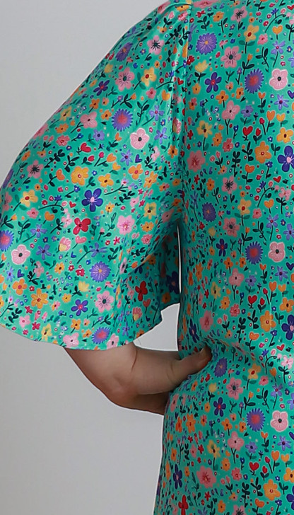 Mint Floral Pintuck Dress 