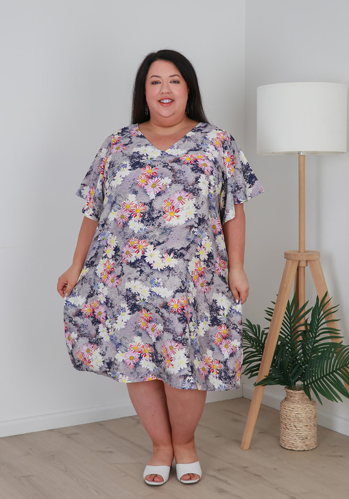 Easy Wear Short Dress In Shades Of Purple