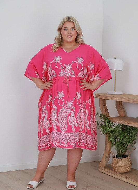 Plus Size Pink Boho Dress 