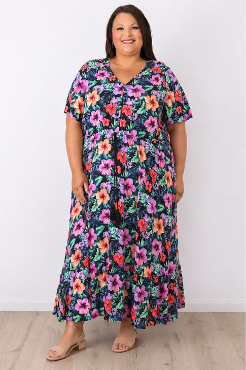 plus size Tropical Nights Hibiscus Maxi Dress Curvaceous 