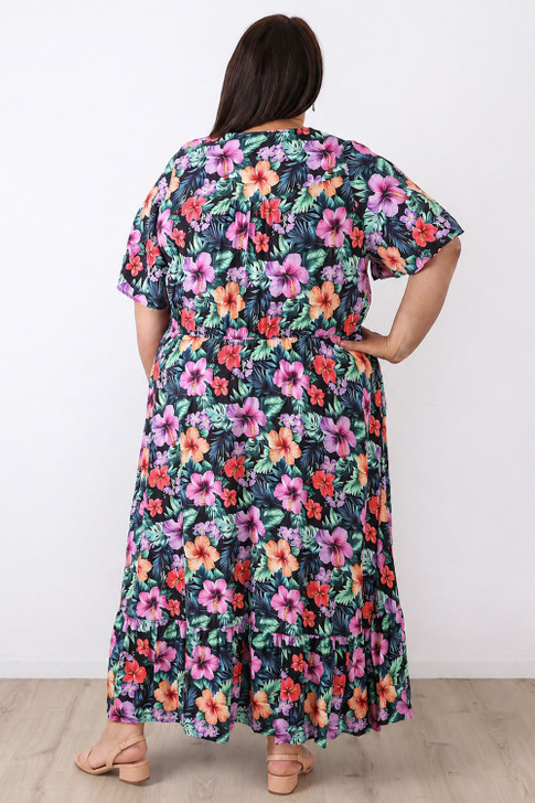 plus size Tropical Nights Hibiscus Maxi Dress
