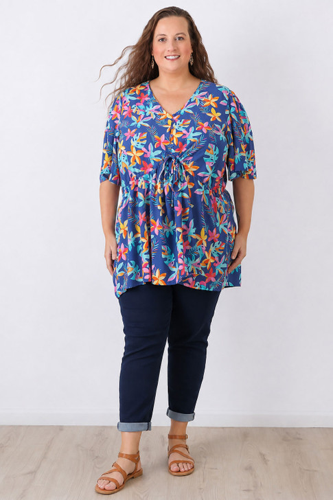 plus size frangipani peak top