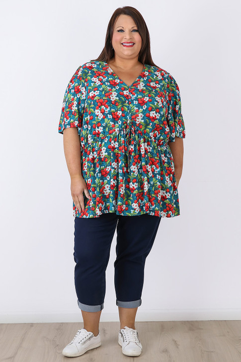 Peak Top With Buttons In Cherry Blossom