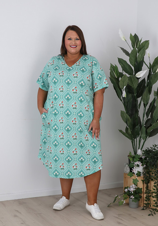 Plus Size Stretch Dress In Strawberry Patch 