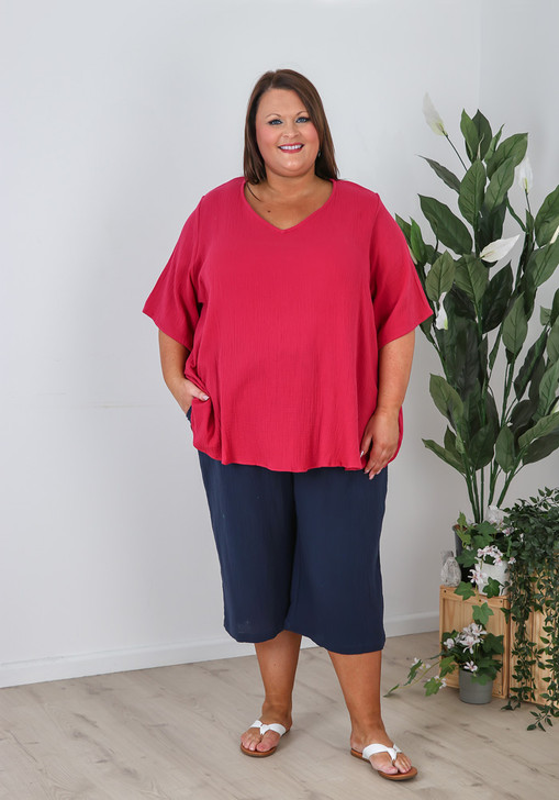 Plus Size Curvaceous Crop Navy Pant 