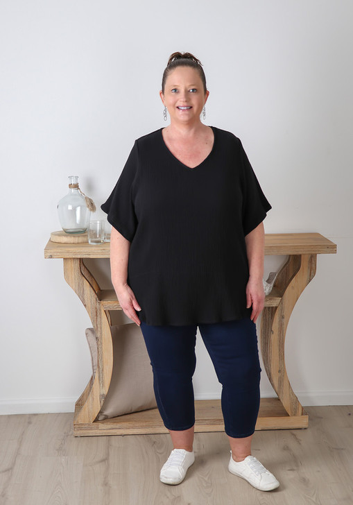 Plus Size Casual Comfy Black Top