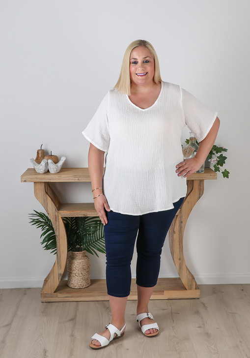 Plus Size Casual White Top