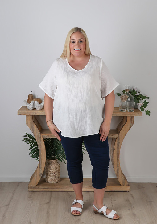 Plus Size Summer Cotton White Top