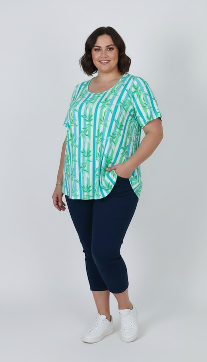 plus size stripe summer short sleeve top 