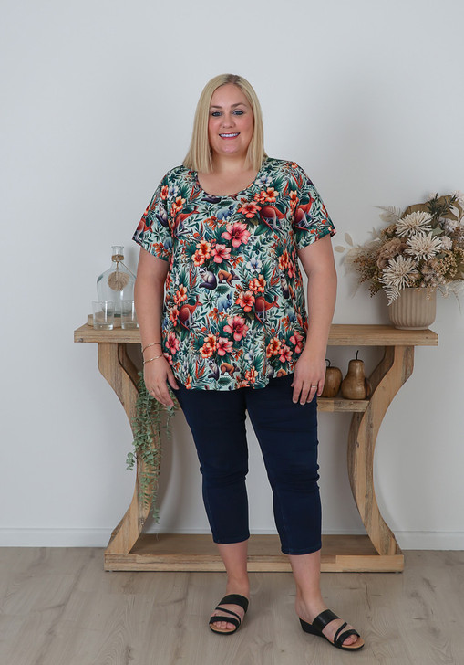 Plus Size Summer short sleeve forest animal top