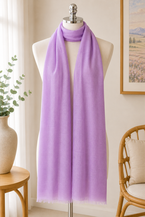 Light Purple Cotton Blend Scarf