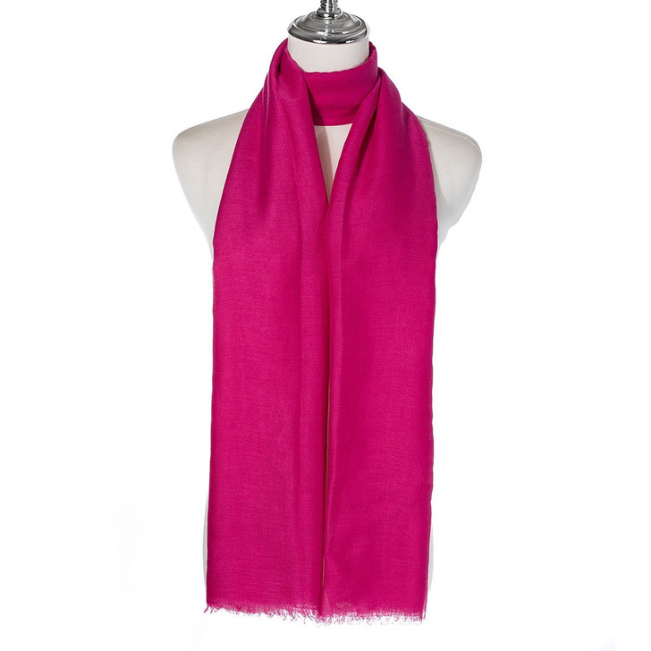 Hot Pink Cotton Blend Scarf