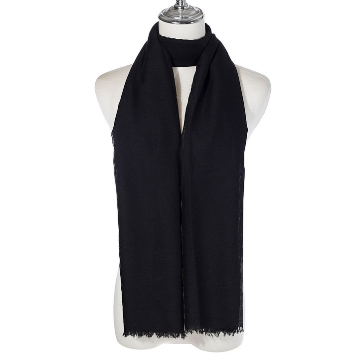 Black Cotton Blend Scarf
