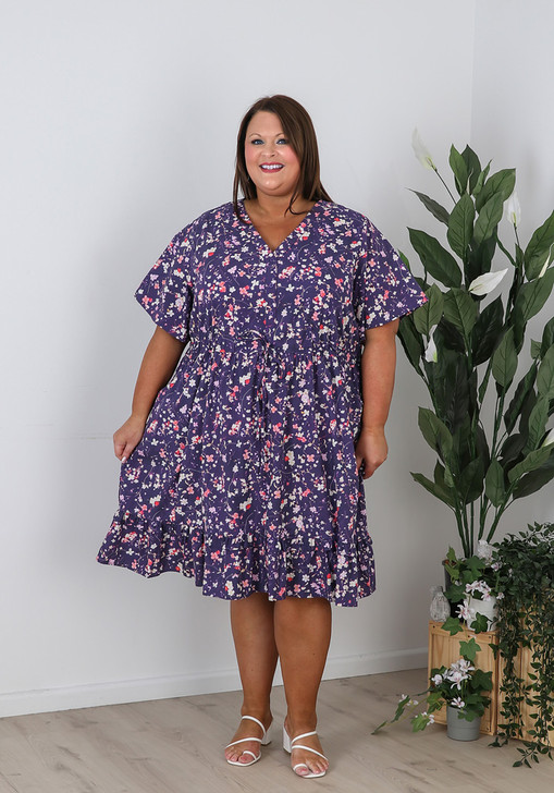 Plus Size Summer Cotton Purple Dress