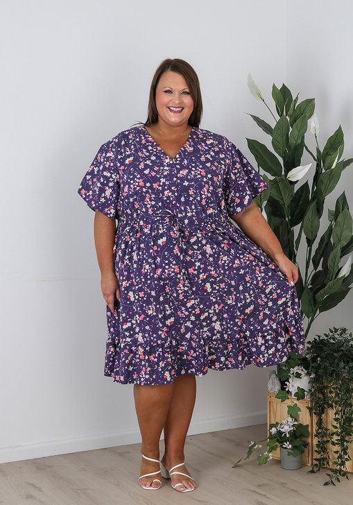 Plus Size Summer Cotton Purple Dress