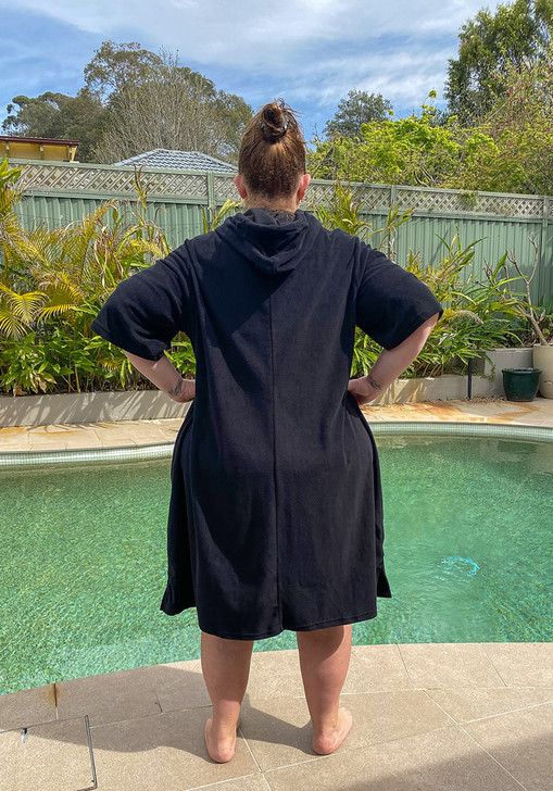Plus Size Black Terry Toweling Swim Coverup