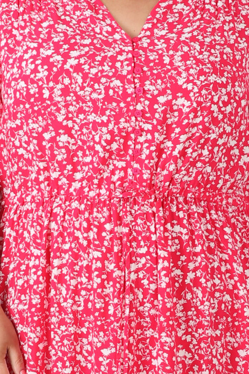 plus size magenta floral flutter sleeve dress 