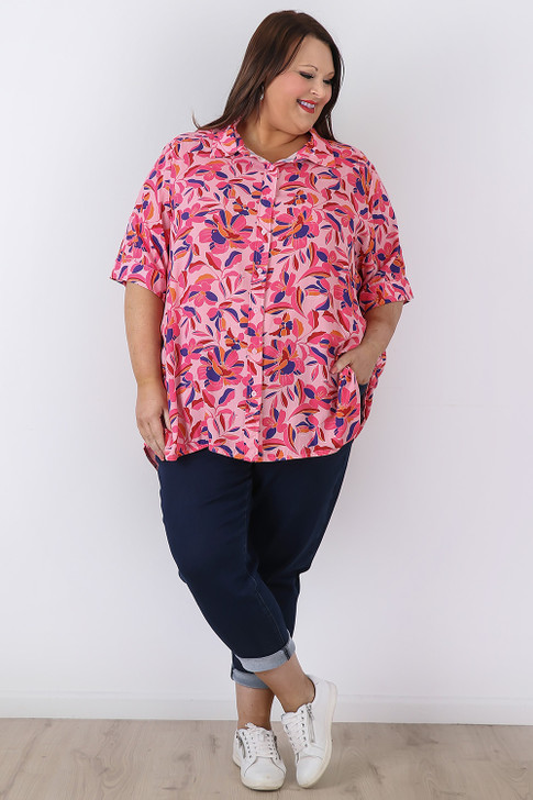 plus size pink floral shirt 