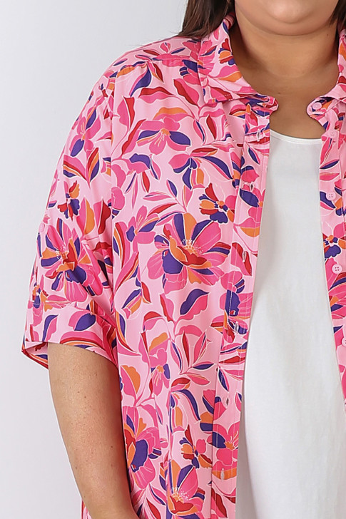 plus size pink floral shirt 