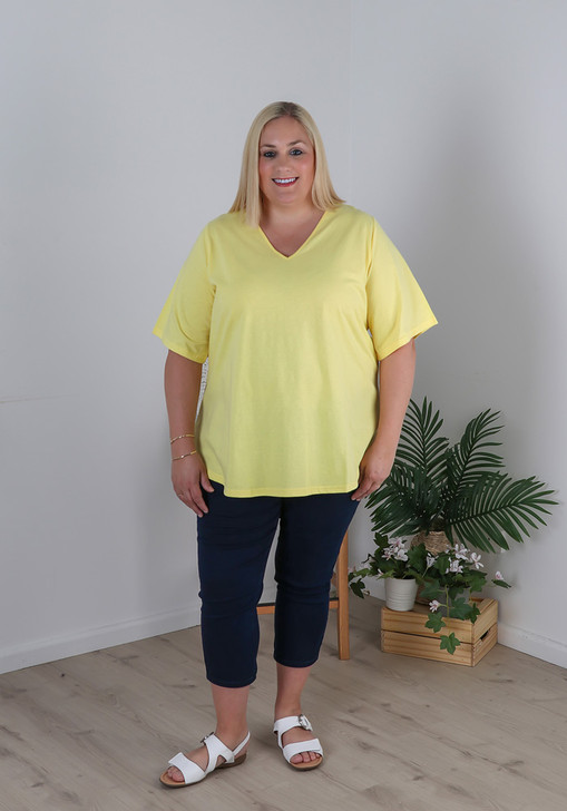 Plus Size Curvaceous Cotton Yellow Tee