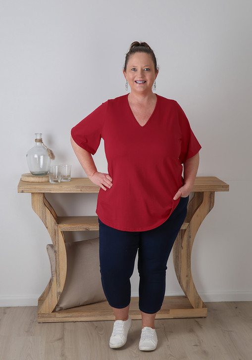 Plus Size Curvaceous Red Cotton Tee
