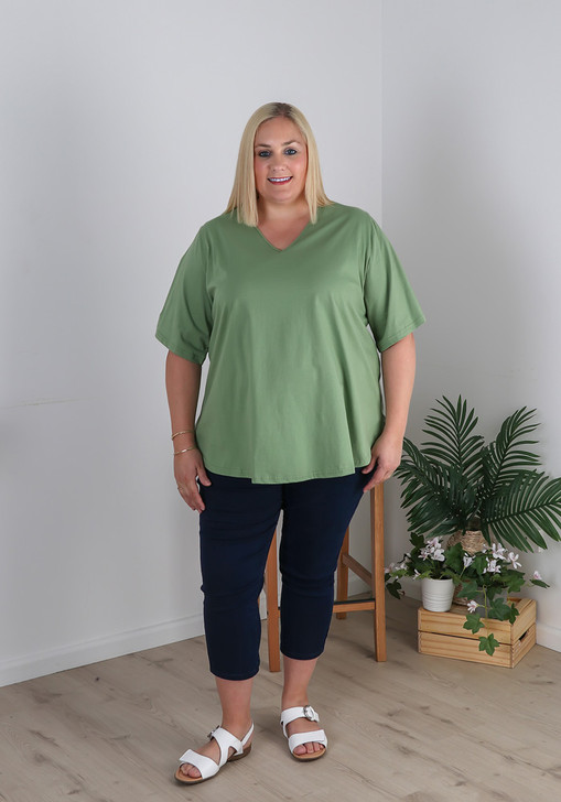 Plus Size Curvaceous Cotton Green Tee