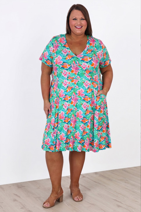 Crossover Short Dress In Under The Sea