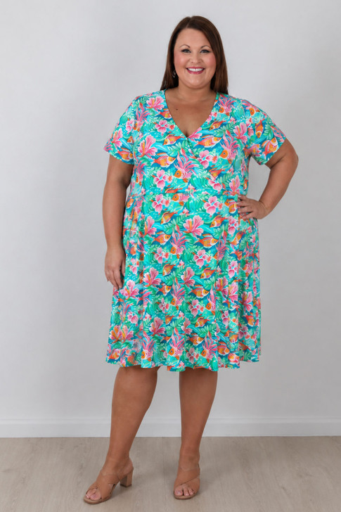 Crossover Short Dress In Under The Sea