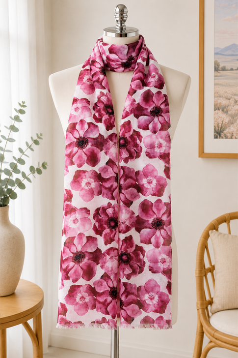 Pretty Pink Flowers Scarf