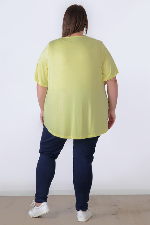 Plus Size Pinched V Neck Top In Lemon