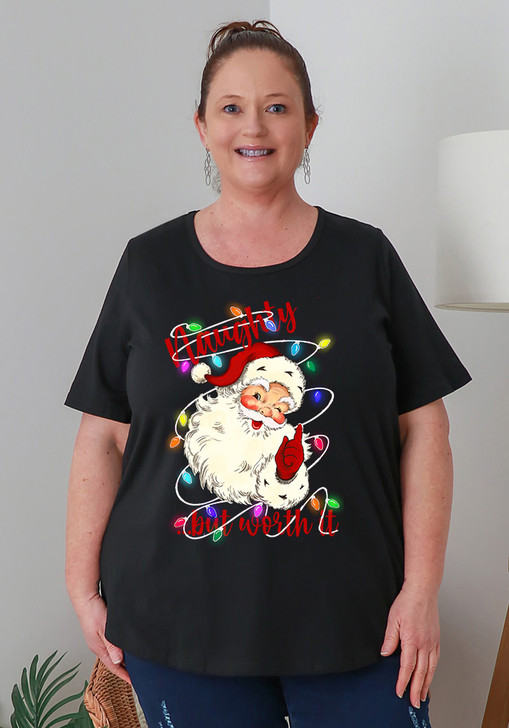 Plus Size Naughty Santa Christmas Tee