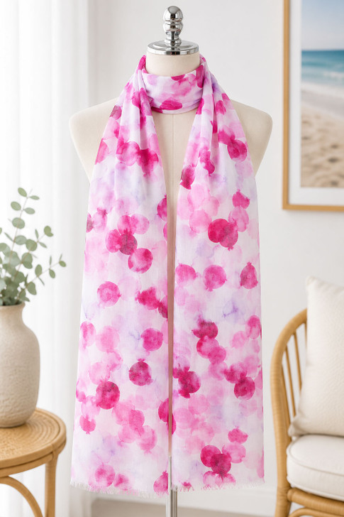  Pink Watercolour Spots Scarf