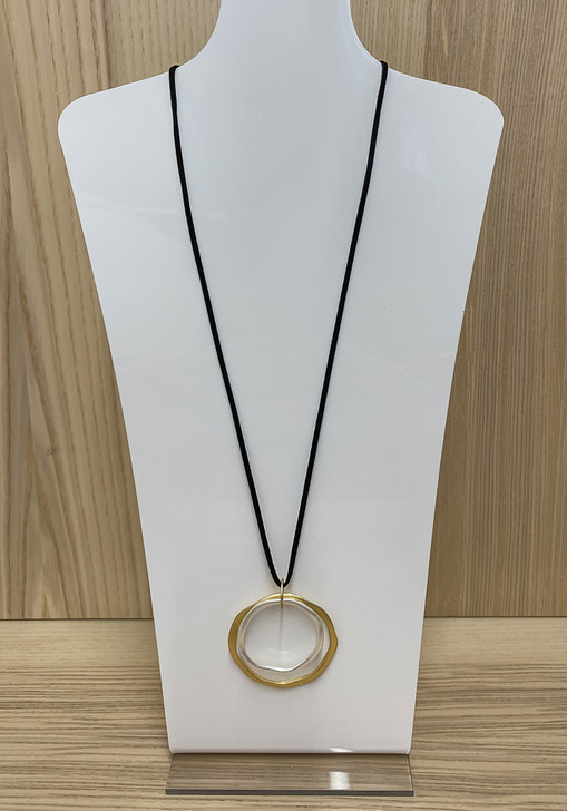 Gold and White Silver Double Ring Necklace